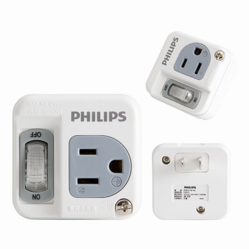 PHILIPS 1開1插電腦壁插 SPB1411W(兩入裝)