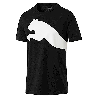 PUMA-男性基本系列寬版Logo短袖T恤-黑色-亞規