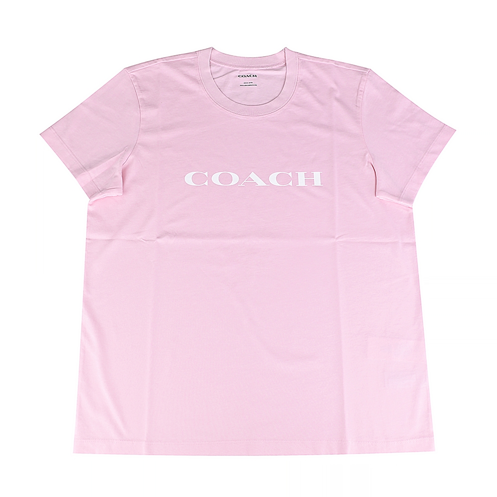 COACH ESSENTIALESSENTIAL標誌女生短袖T-SHIRT(亮粉紅x白)