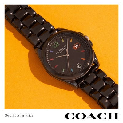 COACH Greyson 彩色刻度C字陶瓷女錶 迎春好禮-36mm CO14503927