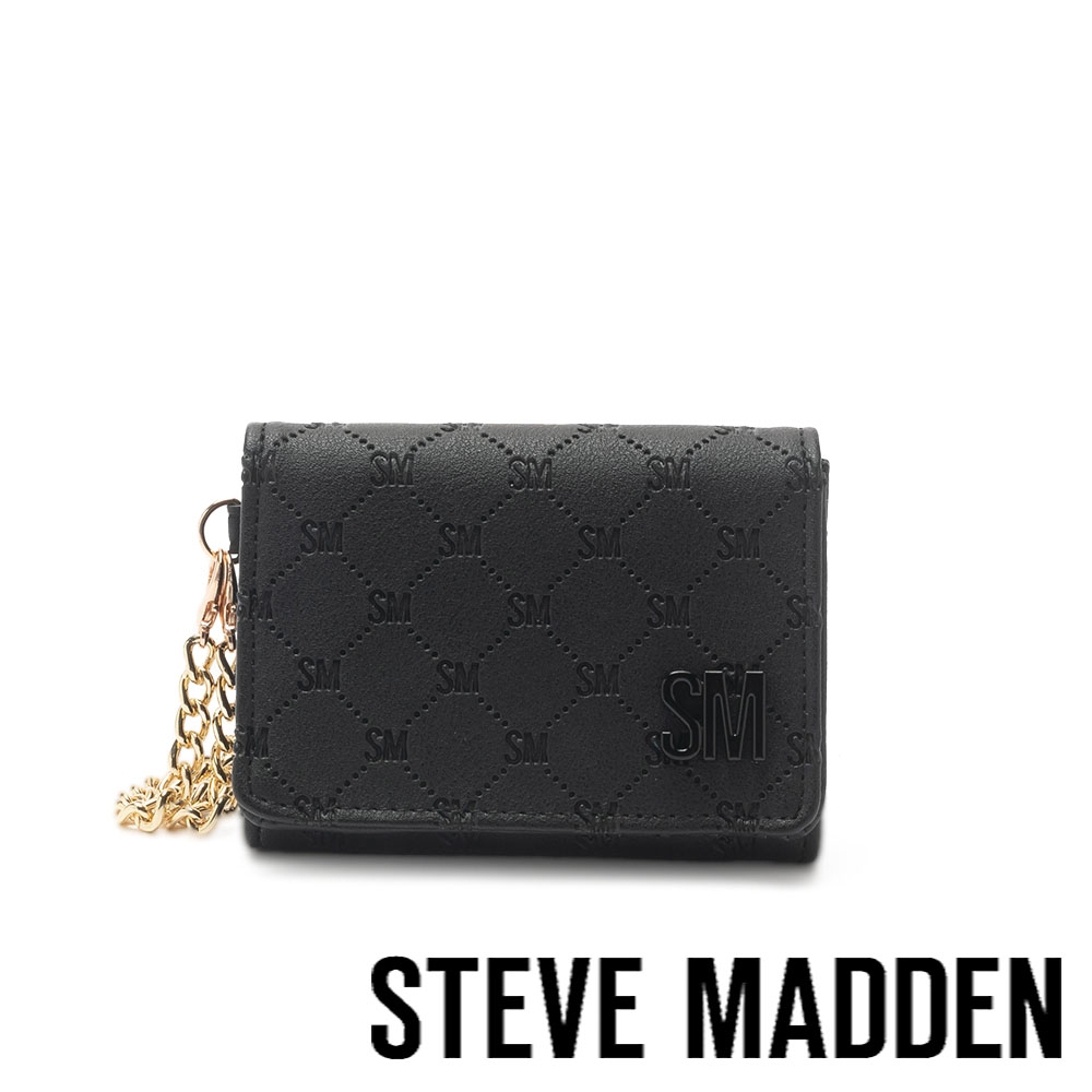 STEVE MADDEN-BZOEE 手腕金鍊壓紋短夾-黑色