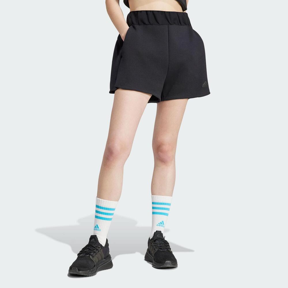 Adidas W Z.N.E. Short [IN5146] 女 短褲 亞洲版 運動 休閒 高腰 拉鍊口袋 彈性 黑