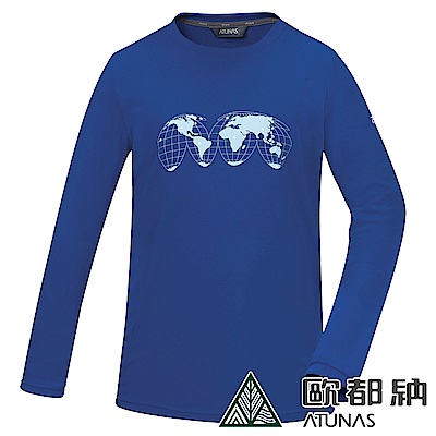 【ATUNAS 歐都納】男款台灣七頂峰長袖T恤(A6-T1901M藍/防曬吸排)