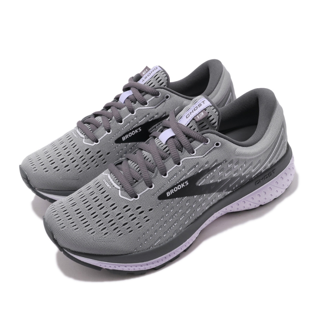 Brooks 慢跑鞋 Ghost 13 Wide 寬楦 女鞋 路跑 緩震 DNA科技 透氣 球鞋 灰 紫 1203381D084