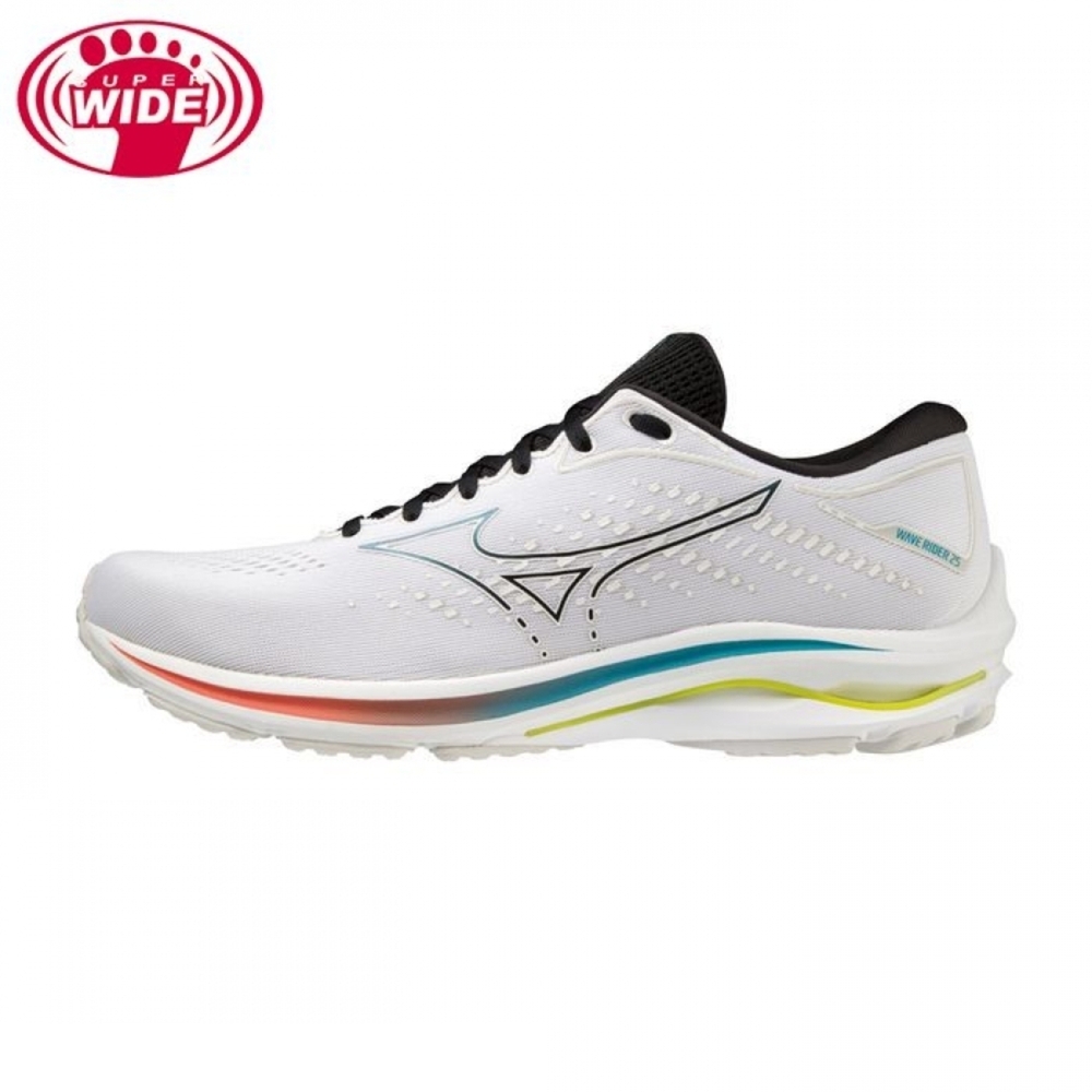 Mizuno Wave Rider 25 [J1GC210409] 男 慢跑鞋 超寬楦 運動 路跑 平穩 舒適 白黑藍