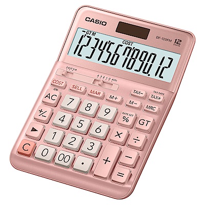 CASIO  12位數桌上型商用計算機-櫻花粉(DF-120FM-PK)