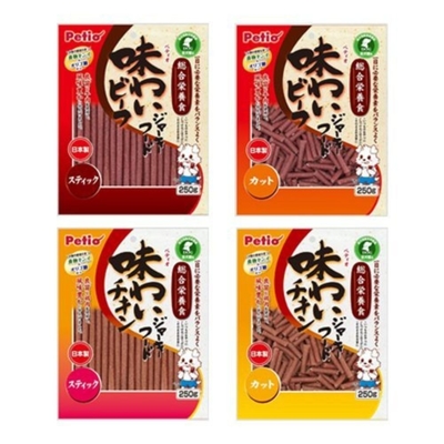 日本Petio派地奧-美味牛肉/雞肉條 250g (長/短) x 6入組(購買第二件贈送寵物零食x1包)