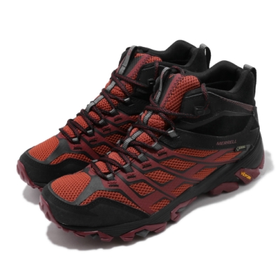 Merrell 戶外鞋 Moab FST Mid GTX 男鞋 登山 越野 戶外 耐磨 黃金大底 防潑水 橘 黑 ML35743