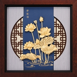 金箔畫 純金 素雅系列【淨蓮】...30x30cm