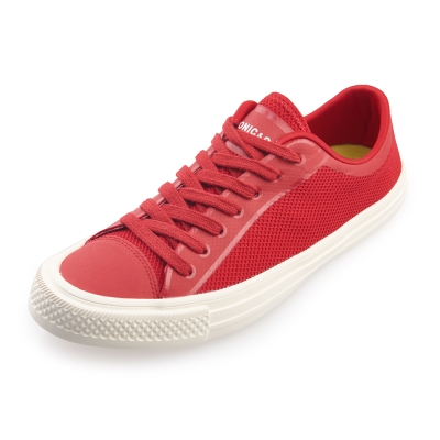 美國加州 PONIC&Co. OSCAR 透氣網布 運動鞋 紅色 環保輕量 綁帶7孔 平底素面 休閒鞋 滑板鞋