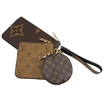 LOUIS VUITTON Pochette Trio Pouch Wallet Coin Case M68756 Monogram Giant LV  Used