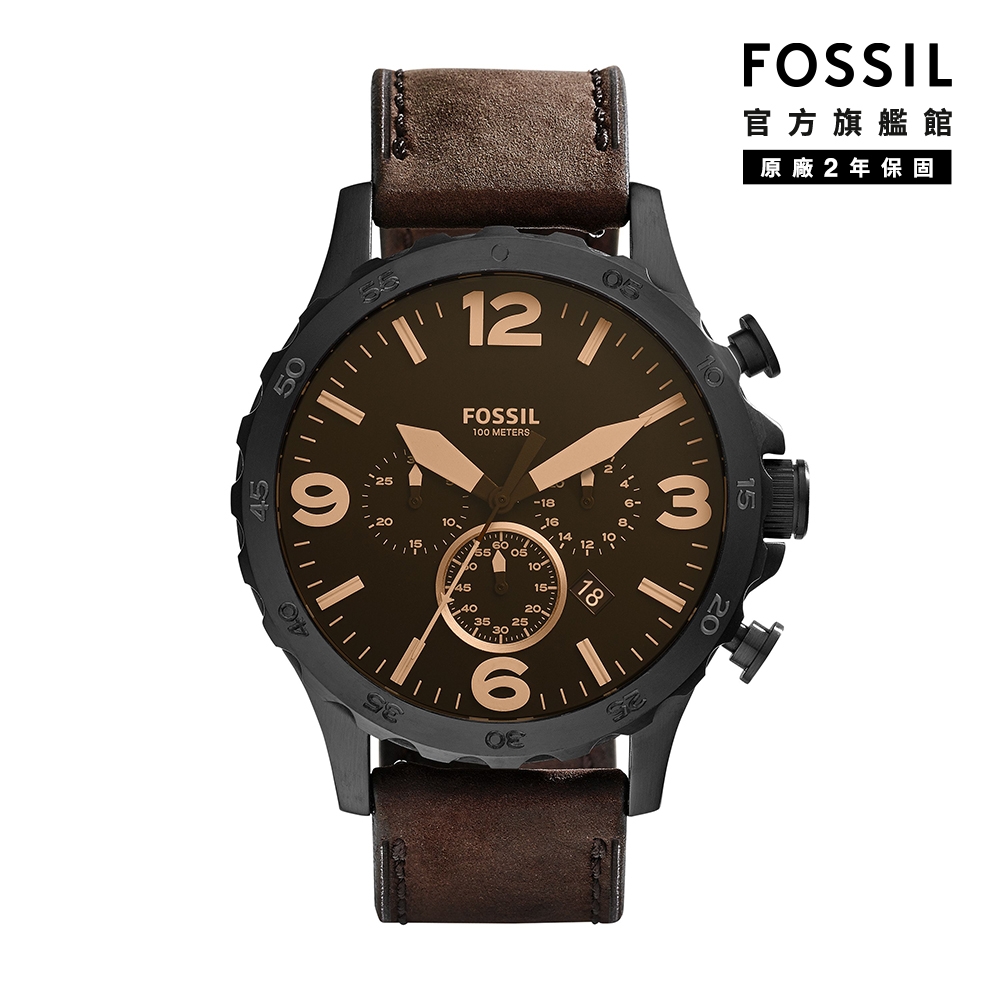 FOSSIL NATE 曠野奇俠深棕色麂皮計時男錶50mm JR1487 | 男錶| Yahoo