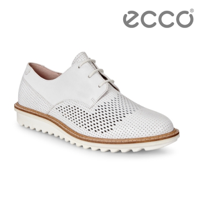 ECCO TOUCH FLATFORM 英倫鏤空休閒鞋 女-白