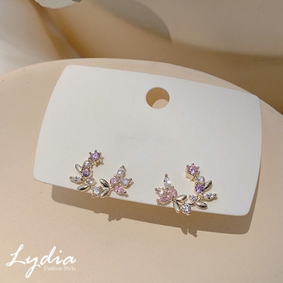 【Lydia】日韓甜美氣質小清新花朵鋯石耳環(金)