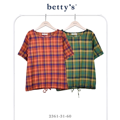 betty’s貝蒂思 彩色格紋抽繩短袖上衣(共二色)