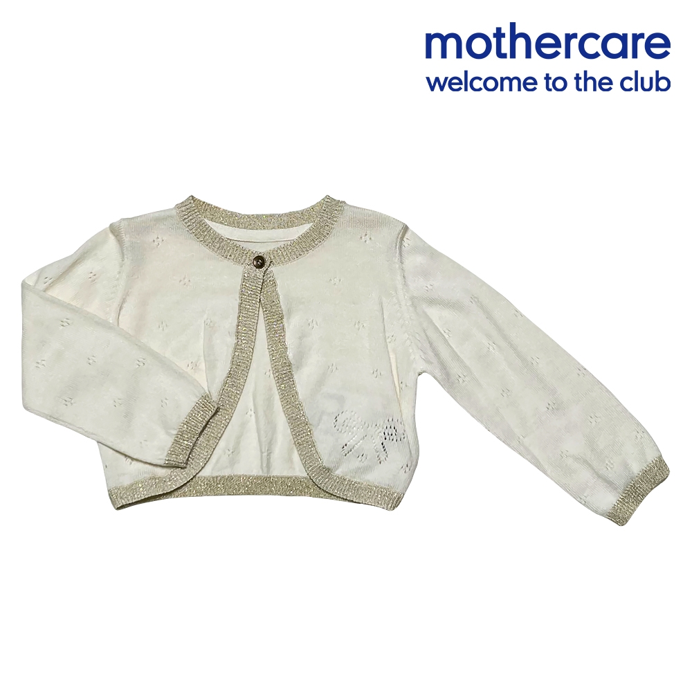 mothercare 專櫃童裝 米色蝴蝶結長袖針織外套 (1-2歲)