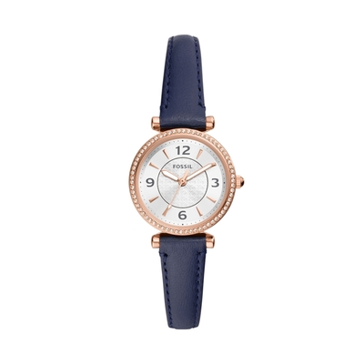 FOSSIL 古典佳人時尚腕錶-玫瑰金X藍-ES5295-29mm