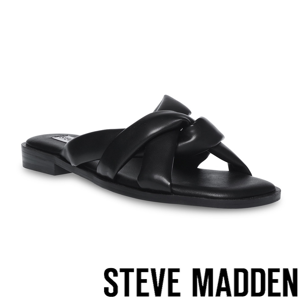 STEVE MADDEN-RAIZY 雲朵編織平底涼拖-黑色