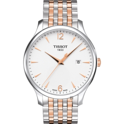 TISSOT 天梭 官方授權 Tradition 駿雅系列經典石英錶 迎春好禮-銀x雙色版/42mm T0636102203701