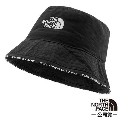 美國 The North Face 中性款 Cypress Bucket WindWall 輕量防風遮陽登山健行撞色圓盤帽_黑 N