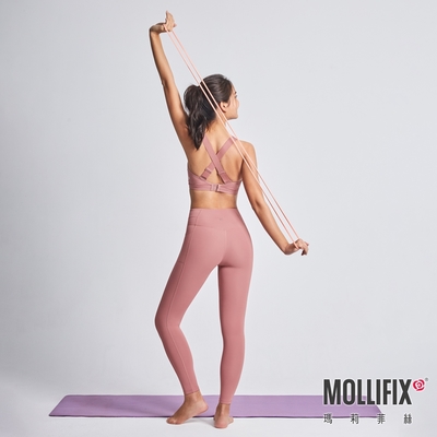 Mollifix 瑪莉菲絲 深感V後交叉運動內衣 (玫瑰粉)、瑜珈服、無鋼圈、開運內衣