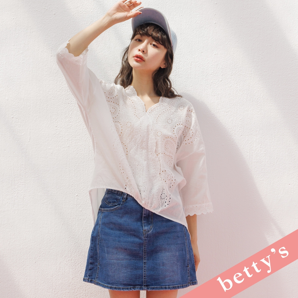 betty’s貝蒂思　夏日小開衩牛仔短裙(牛仔藍)