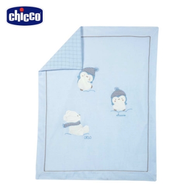 chicco-快樂企鵝-格紋+剪毛絨可拆被