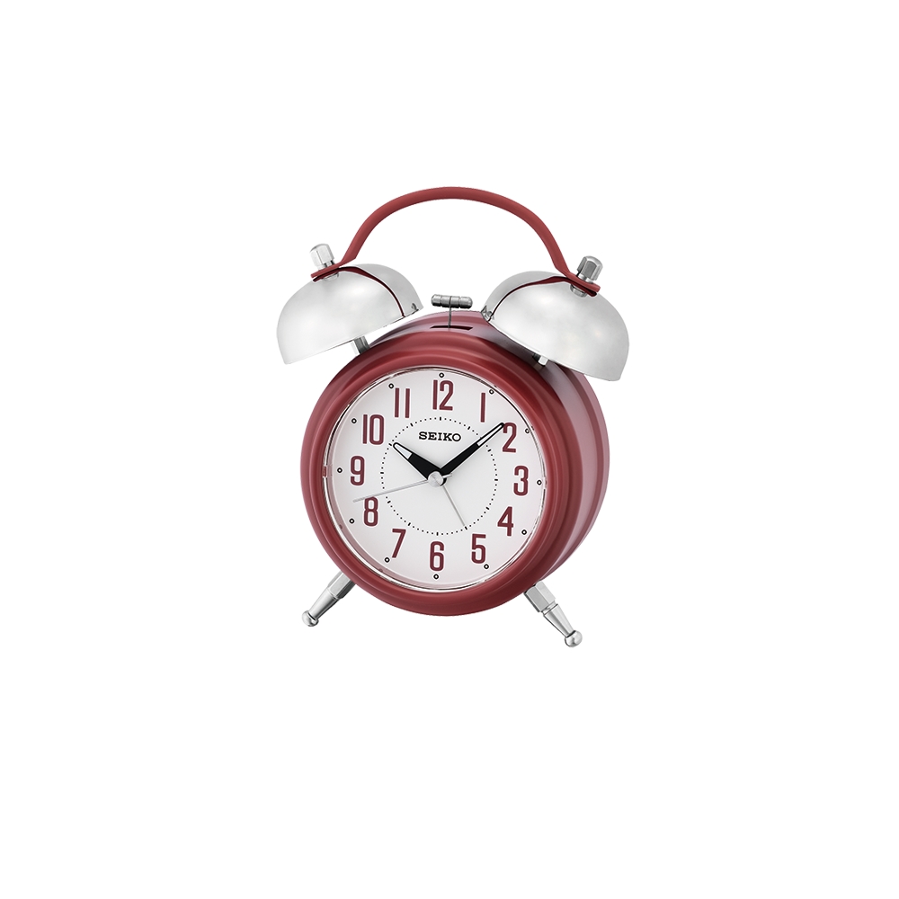 SEIKO 日本精工 滑動式秒針 靜音 響鈴貪睡鬧鐘(QHK051R)-紅/18X14cm