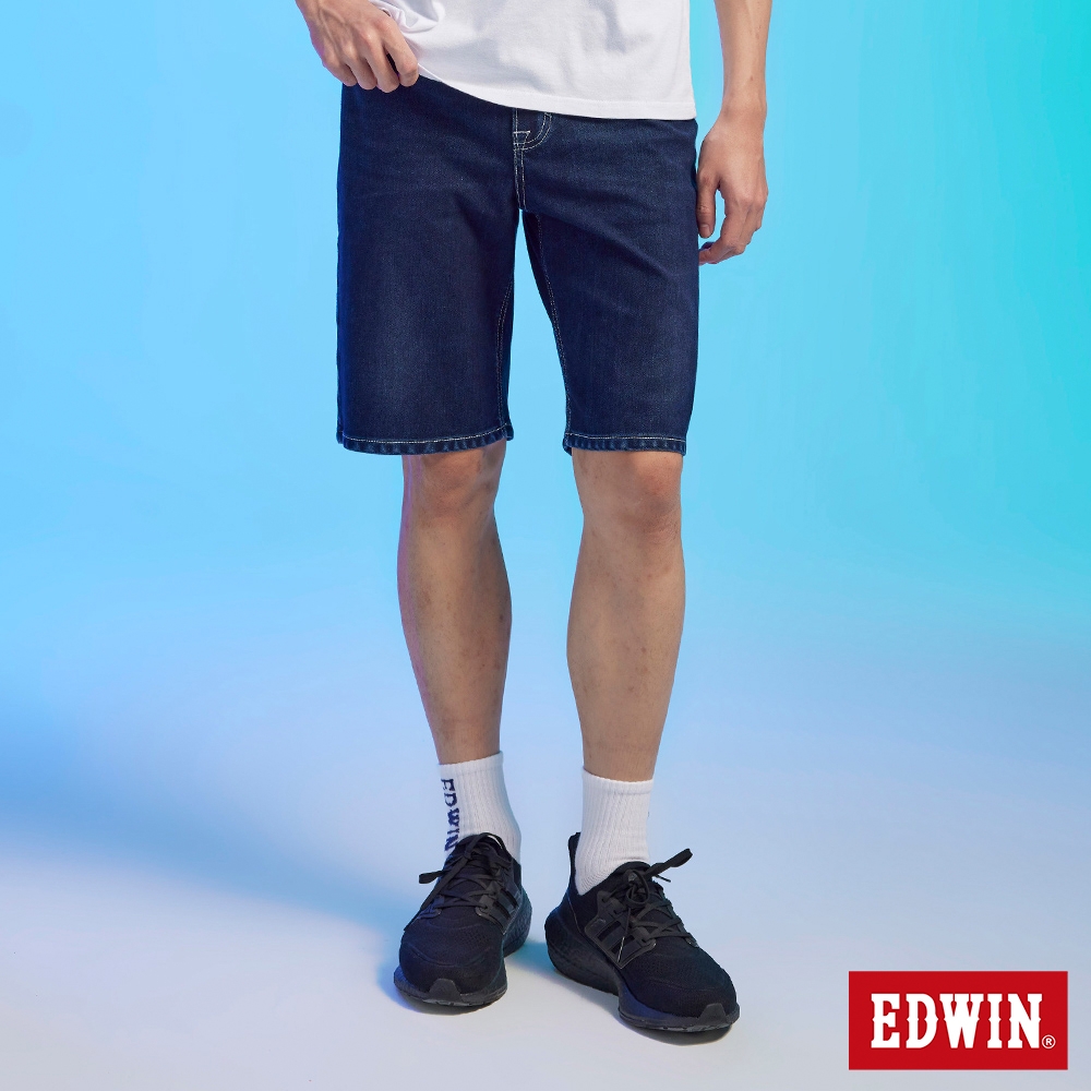 EDWIN JERSEYS 迦績 冰河玉寬鬆牛仔短褲-男-原藍磨