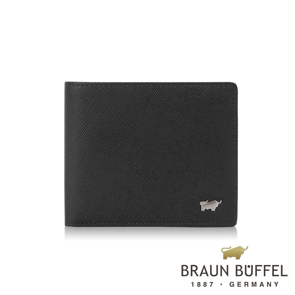 【BRAUN BUFFEL 德國小金牛】台灣總代理 尚恩A 8卡男夾 (網路限定)-黑色/ BF354-313-BK