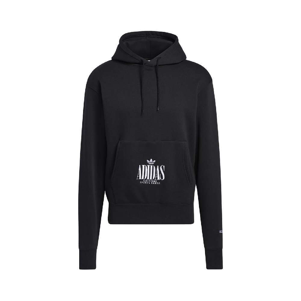 adidas 帽T Originals Logo Hoodie 男款 愛迪達 刷毛 寬鬆  可調式帽緣 黑 白 H32327