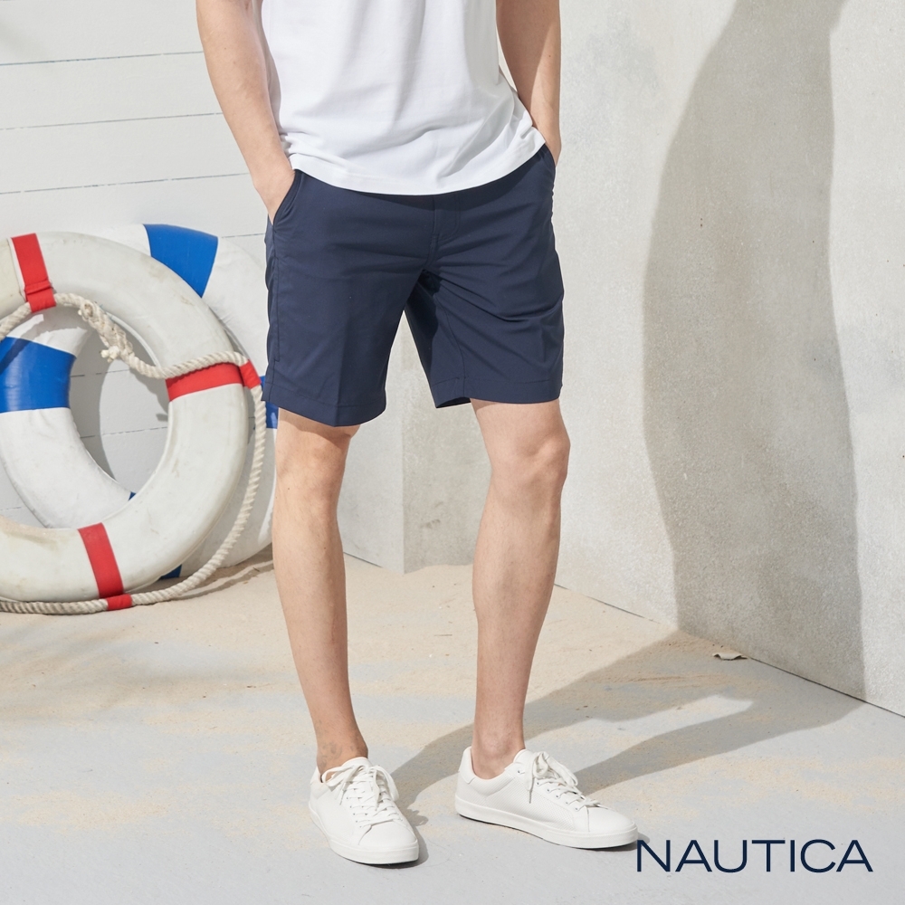 Nautica 男裝 修身快乾高爾夫短褲 -藍色