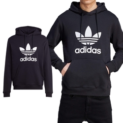 Adidas Trefoil Hoody 男款 黑色 三葉草 亞規 長袖 上衣 帽T IM4489