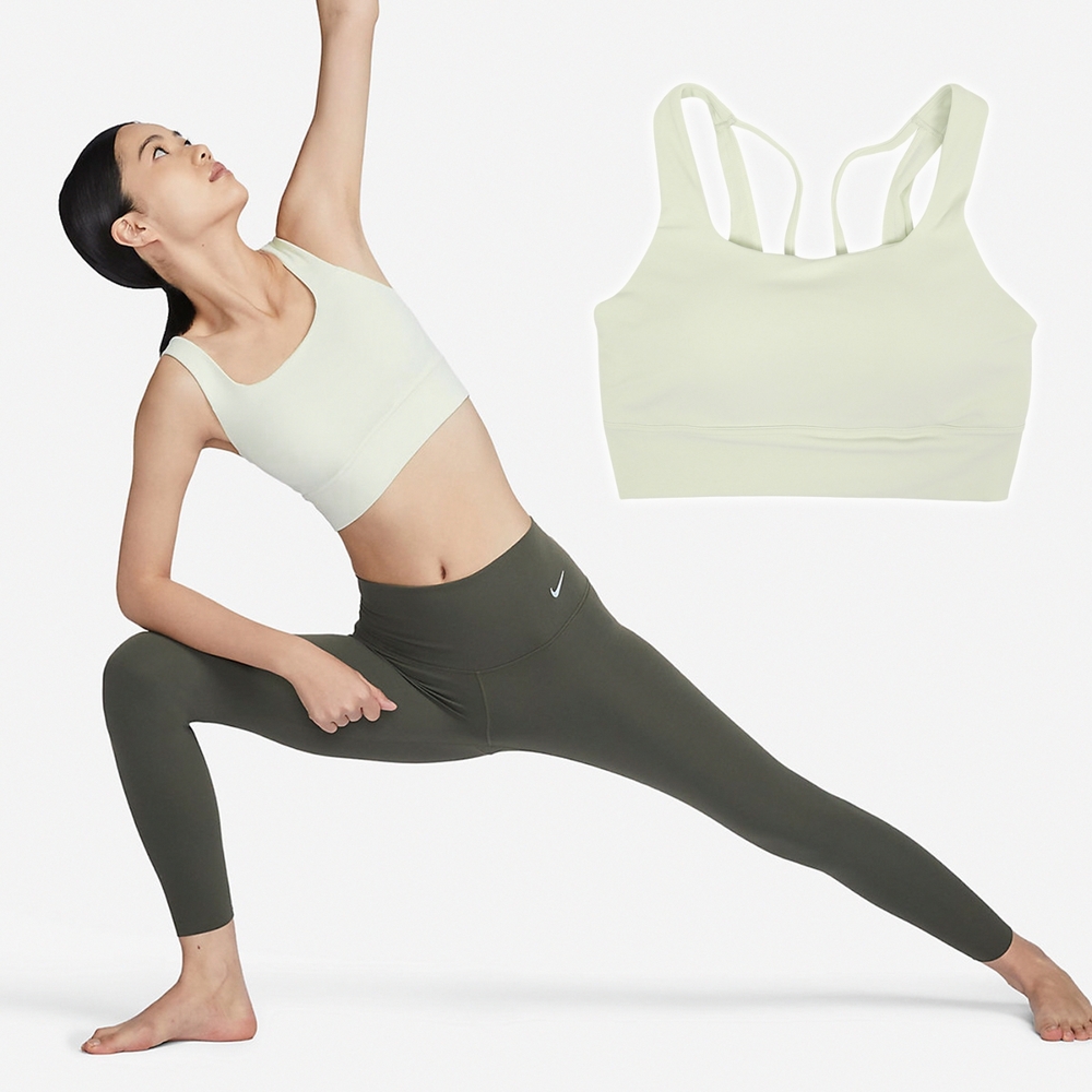 Nike 運動內衣 Alate Ellipse 綠 灰 中強度支撐 速乾 縫入式襯墊 瑜珈 健身 DO6620-020