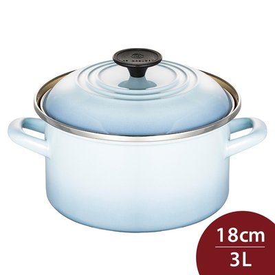 Le Creuset 琺瑯便利湯鍋 18cm 3L 海岸藍 琺瑯鍋 深鍋 (電磁爐 IH爐可用)