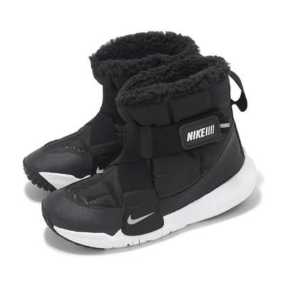 Nike 休閒鞋 Flex Advance Boot PS 中童 黑 白 小朋友 羊羔毛 魔鬼氈 保暖 靴子 DD0304-005