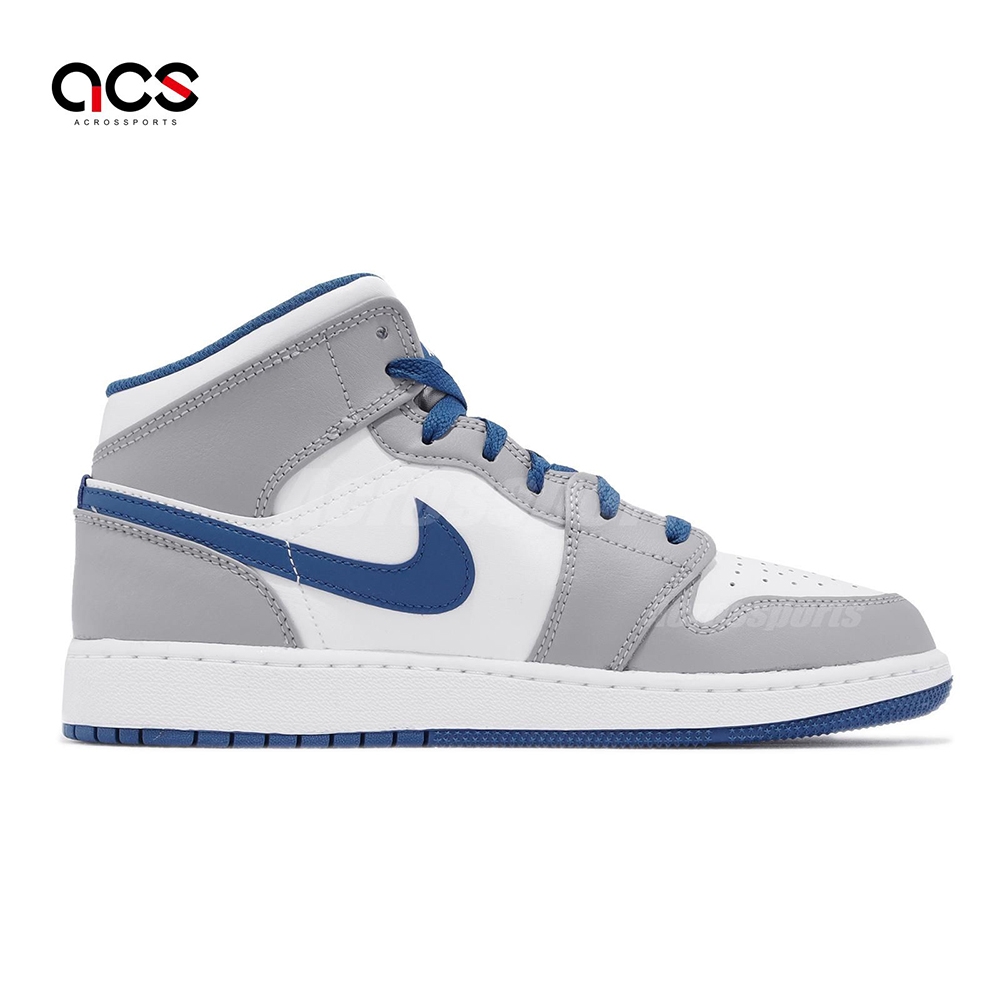 Nike Air Jordan 1 Mid GS 大童鞋女鞋Cement True Blue 灰藍喬丹DQ8423