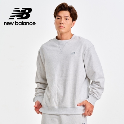 【New Balance】 螺紋拼接棉質長袖上衣_男性_淺灰色_MT41506AHH