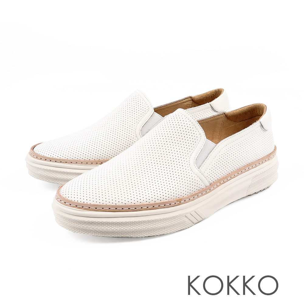 KOKKO -未知之境真皮厚底懶人鞋-純淨白