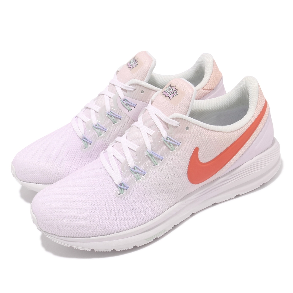 Nike 慢跑鞋 Zoom Structure 22 女鞋 氣墊 舒適 避震 路跑 健身 球鞋 粉紫 橘 CW2640681