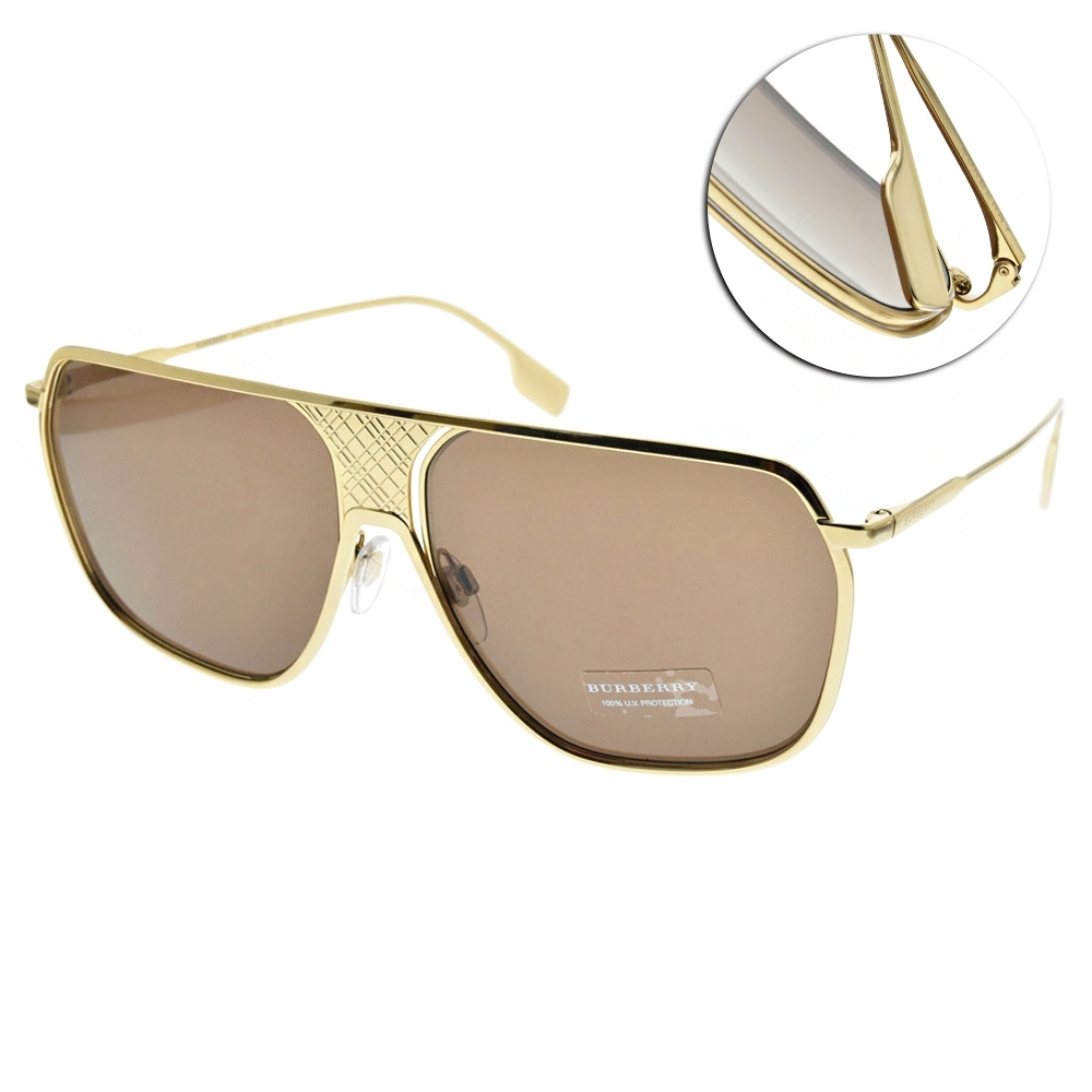 BURBERRY 太陽眼鏡經典格紋方框/金-棕鏡片#B3120 101773 | 太陽眼鏡/墨鏡| Yahoo奇摩購物中心