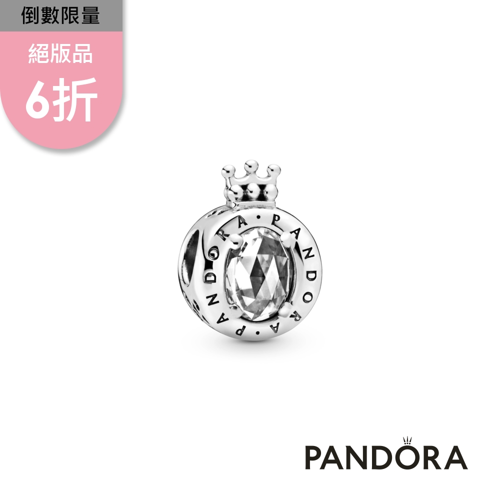 【Pandora官方直營】透明璀璨 O 字形皇冠串飾-絕版品