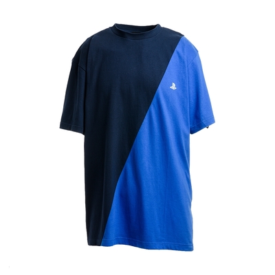 PlayStation雙色拼接T恤(B)-海軍藍/藍