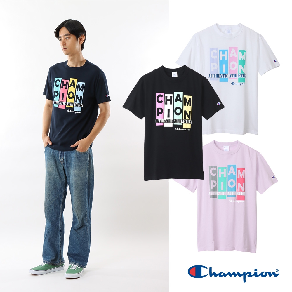 Champion-彩色LOGO圖騰短袖上衣-男(4色) (S)