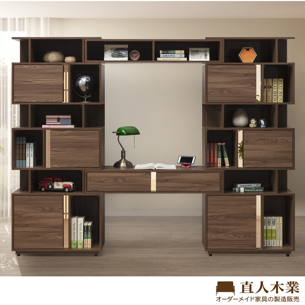 日本直人木業-ALEX胡桃木簡約250CM書桌櫃組