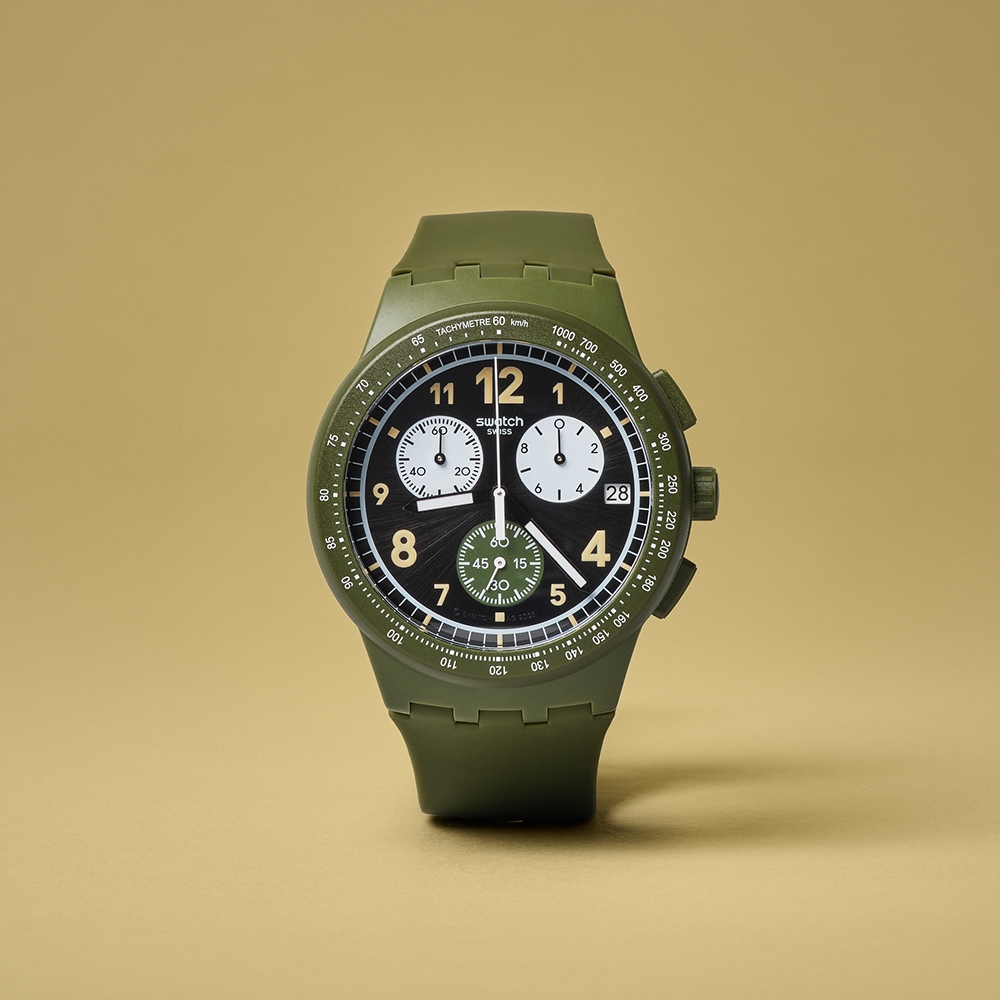 Swatch Chrono 原創系列手錶NOTHING BASIC ABOUT GREEN 三眼計時運動錶