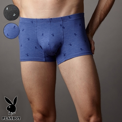 【PLAYBOY】魅力彩印個性平口褲-麻藍
