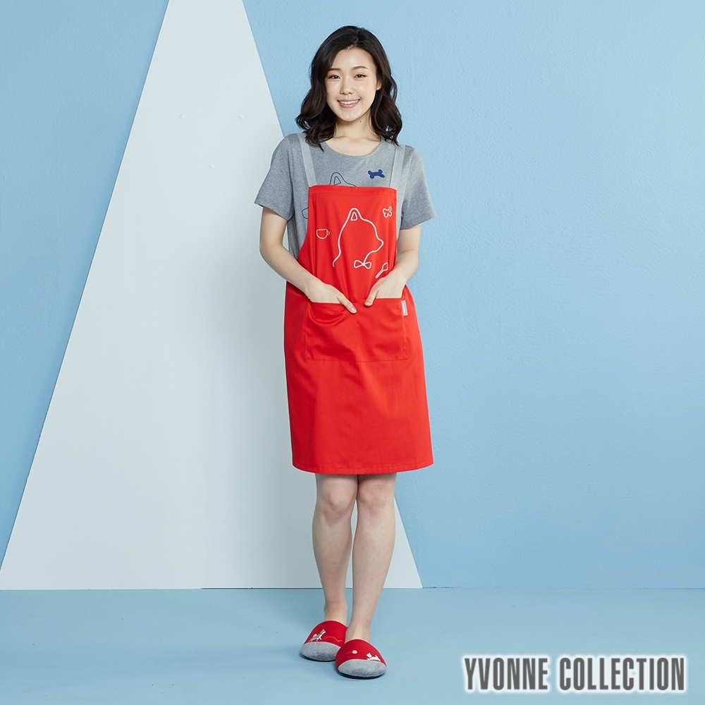 YVONNE COLLECTION 紳士剪影狗料理圍裙-紅