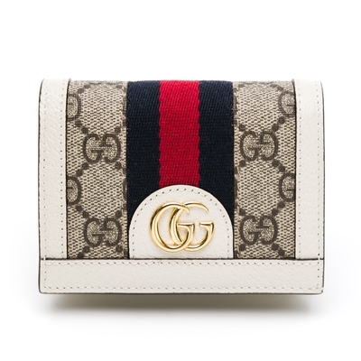 【GUCCI 古馳】 GUCCI Ophidia 對折短夾 (白)