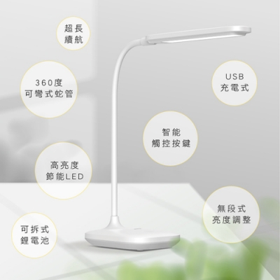 KINYO  USB充插兩用觸控LED檯燈(偏黃光)